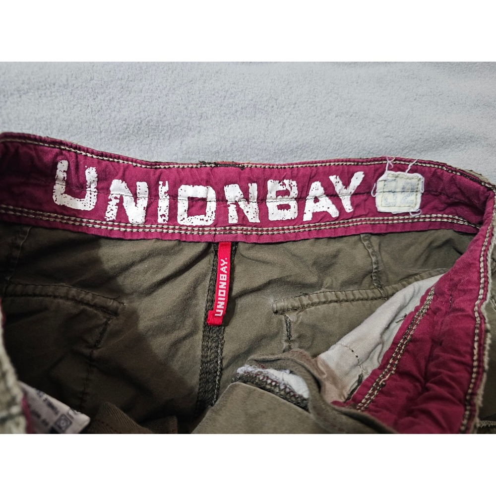 Unionbay Mens Cargo Shorts Size 32 Olive Green Cotton Multi Pocket Casual Hiking - Picture 5 of 6